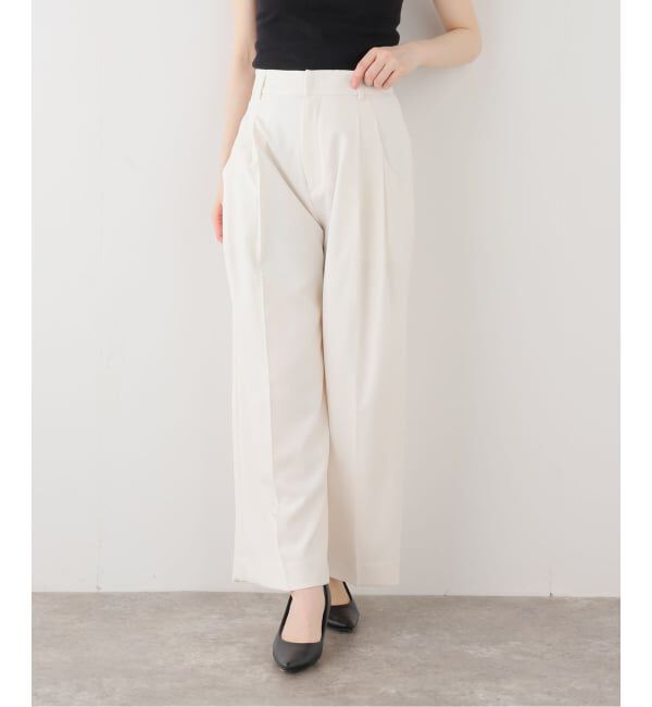  「【洗える】タックポケットワイドパンツ」|スラックス|ホワイト