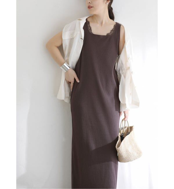  「《予約》【洗える】2WAYレースリブワンピース」|ワンピース|ブラウン
