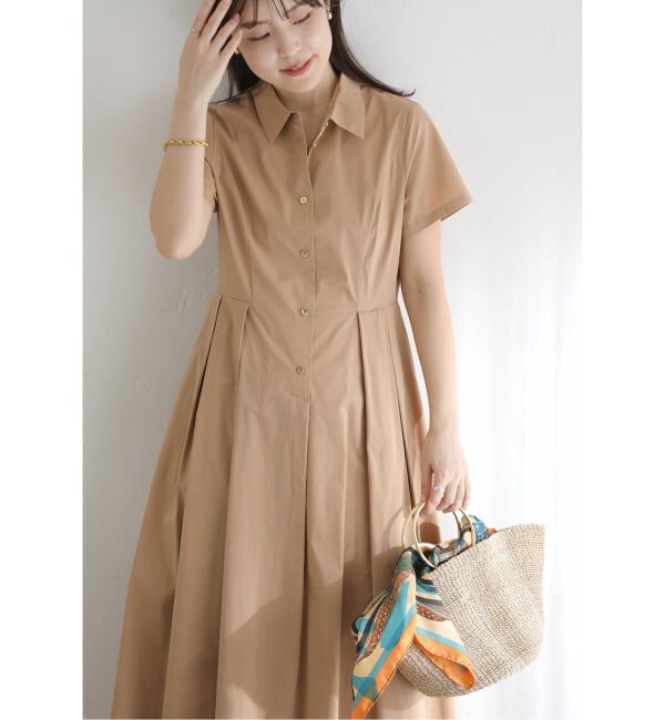  「《予約》【洗える】タックシャツワンピース」|ワンピース|