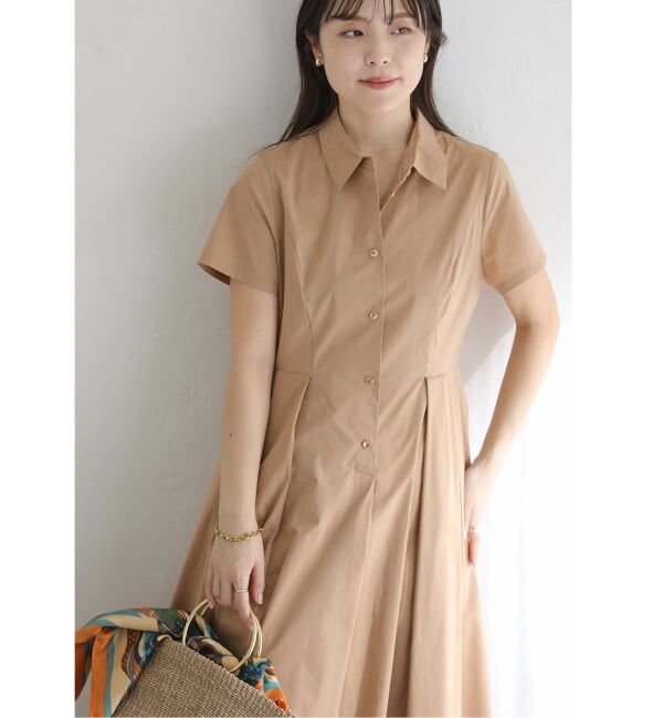  「《予約》【洗える】タックシャツワンピース」|ワンピース|