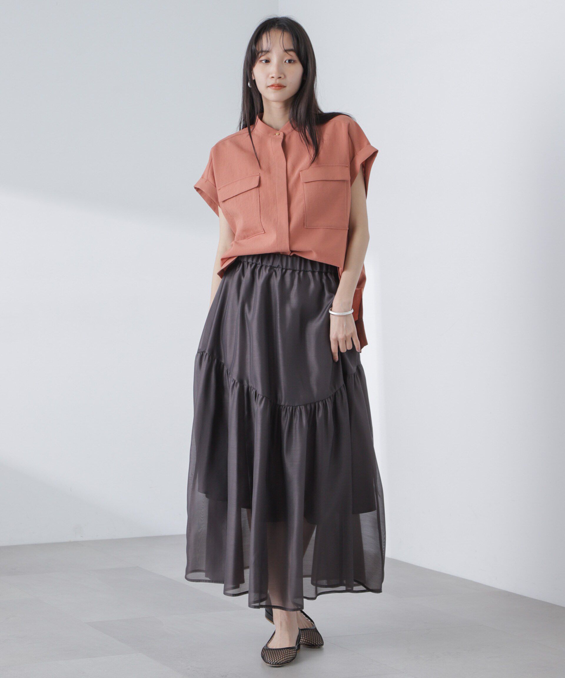 nano･universe「シアーギャザースカート」|スカート|
