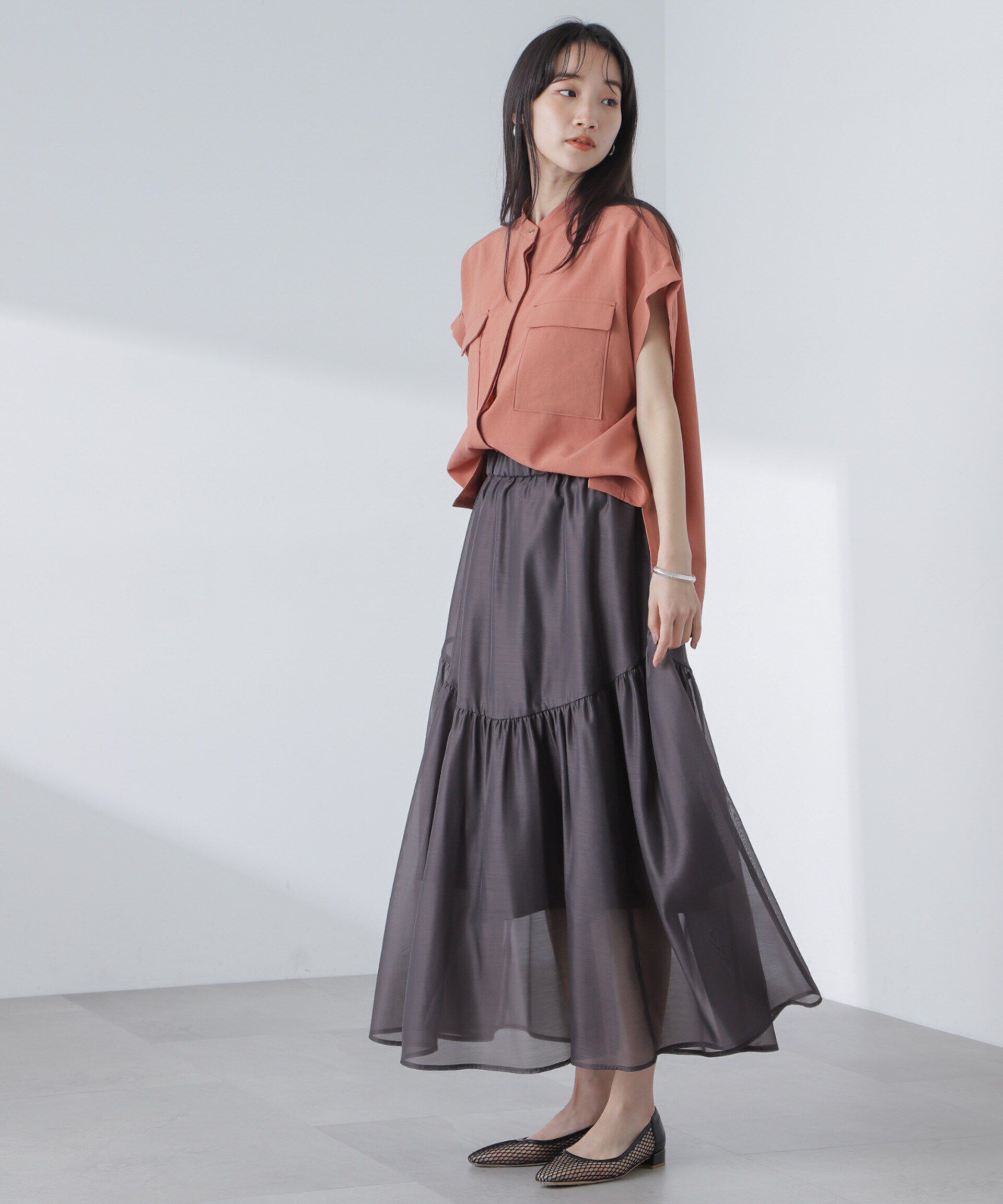 nano･universe「シアーギャザースカート」|スカート|