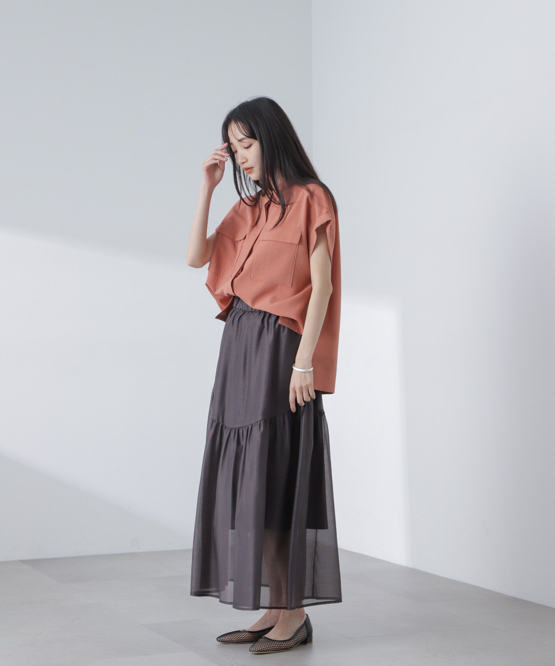 nano･universe「シアーギャザースカート」|スカート|