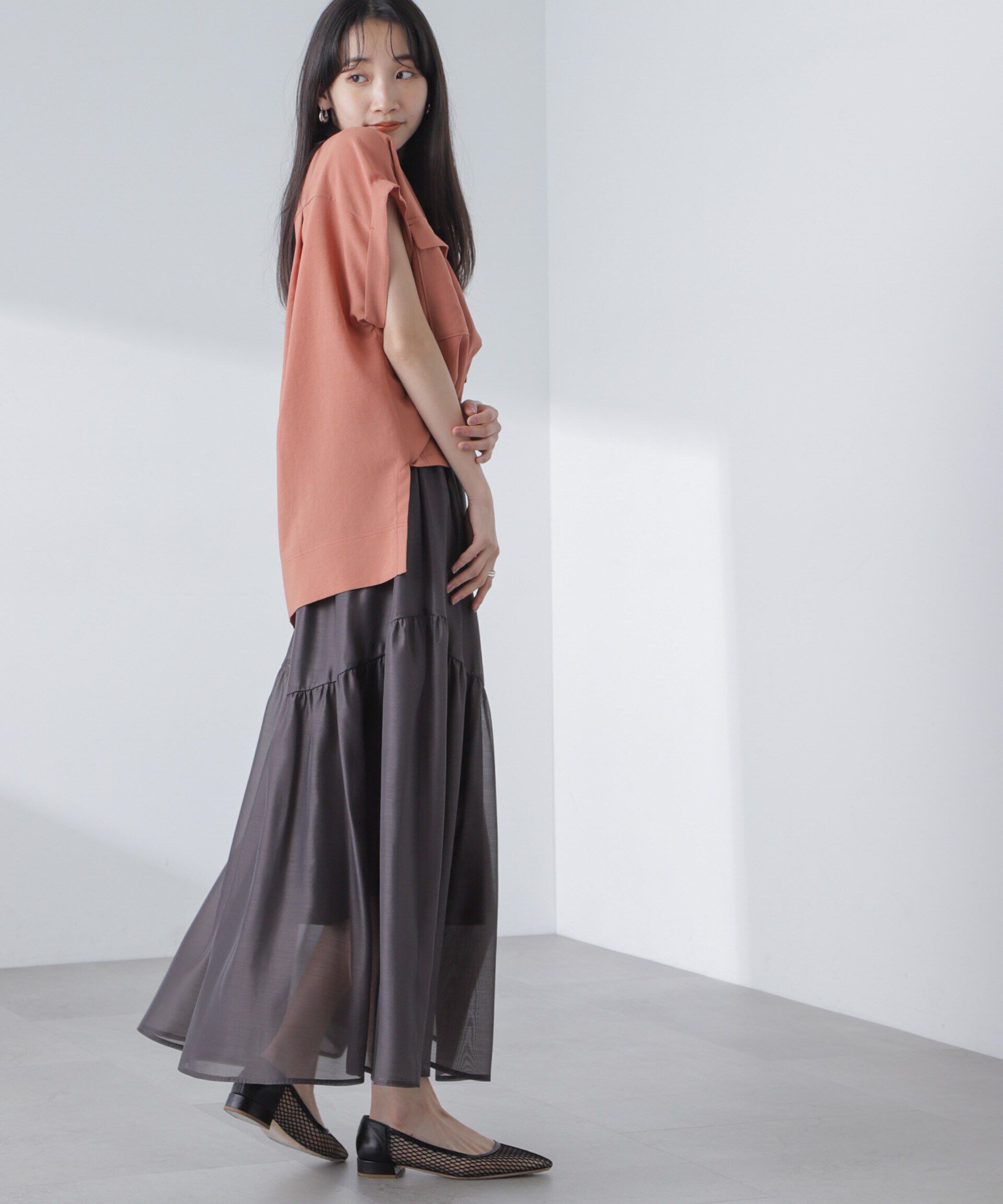 nano･universe「シアーギャザースカート」|スカート|
