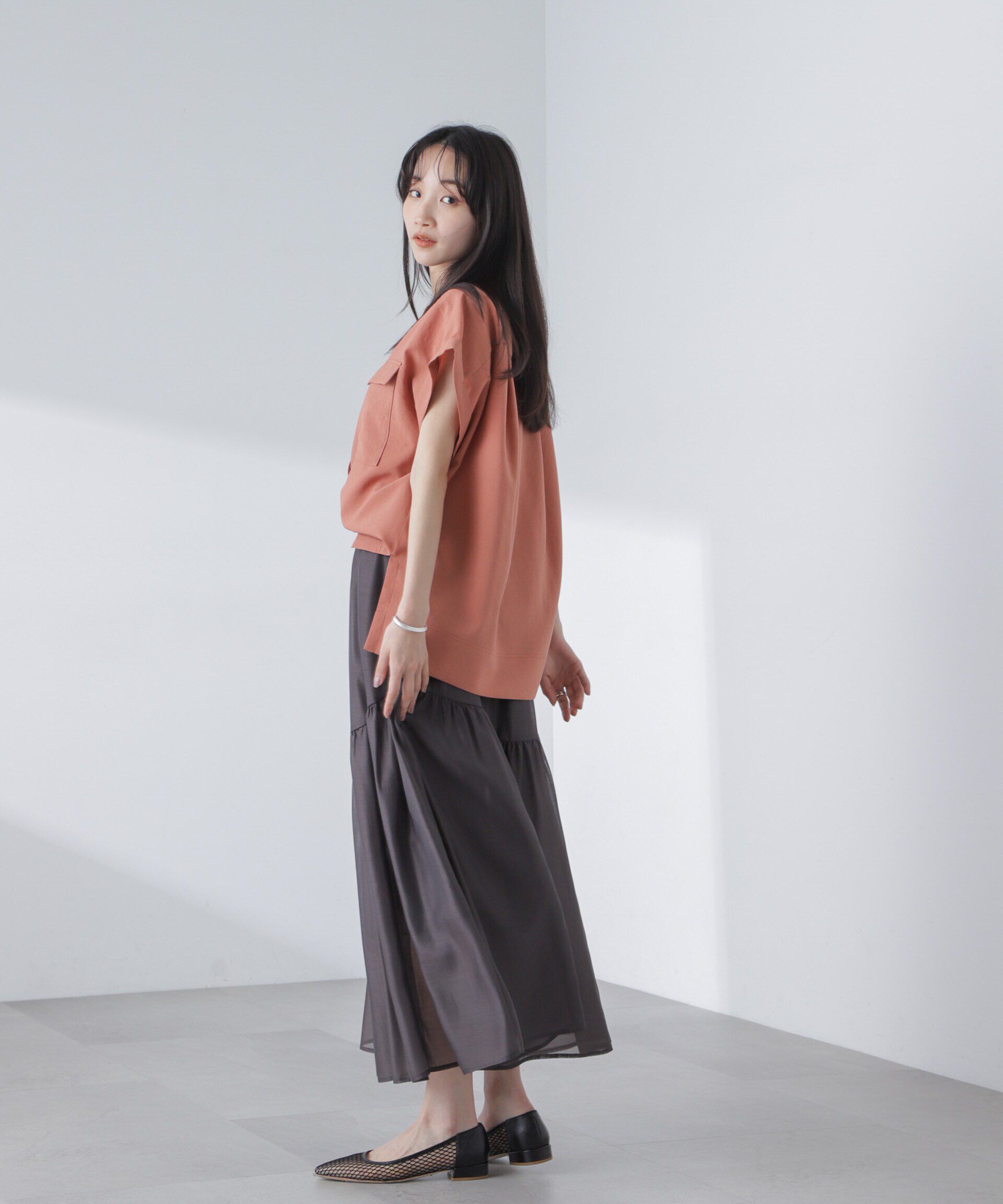 nano･universe「シアーギャザースカート」|スカート|