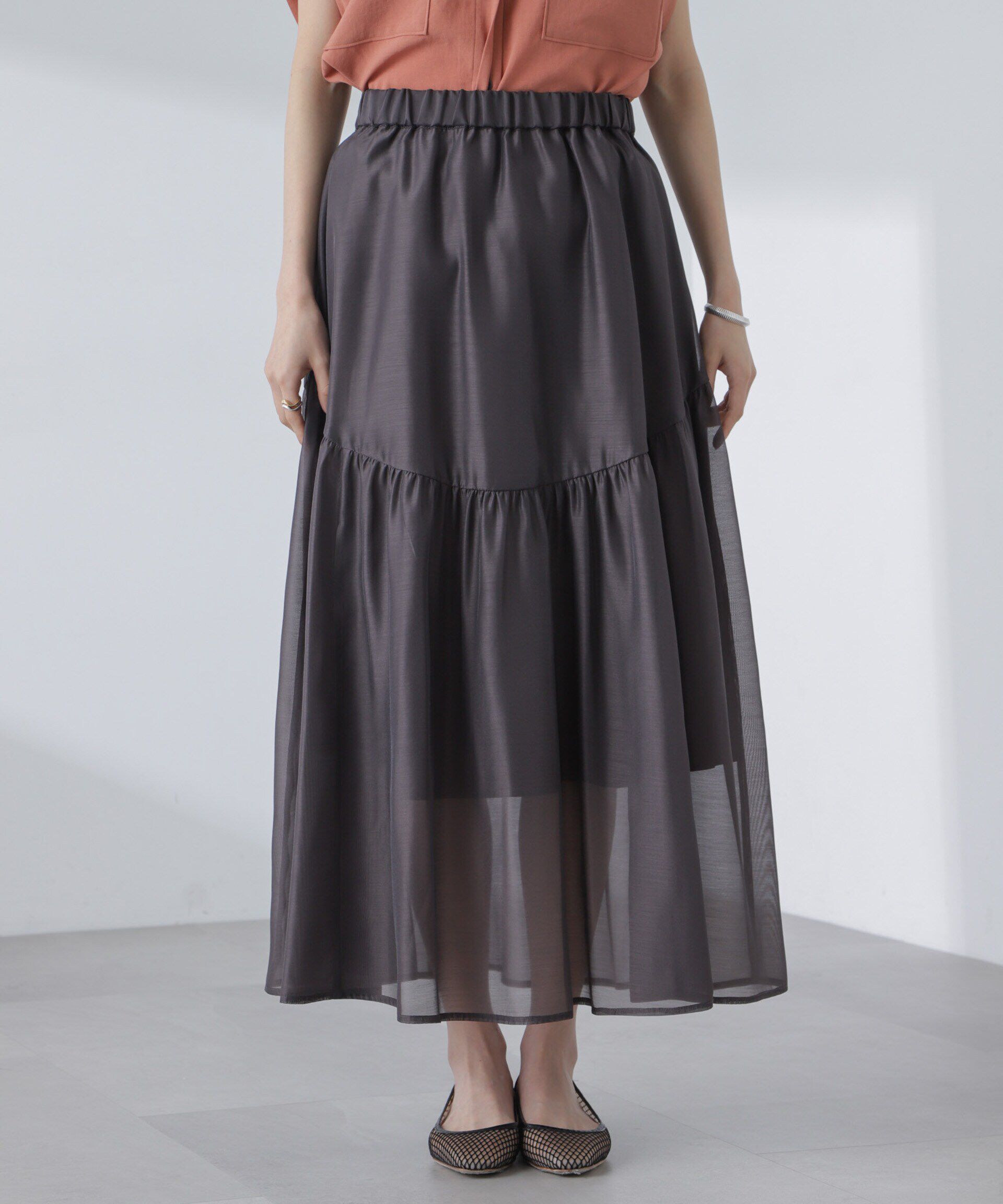 nano･universe「シアーギャザースカート」|スカート|