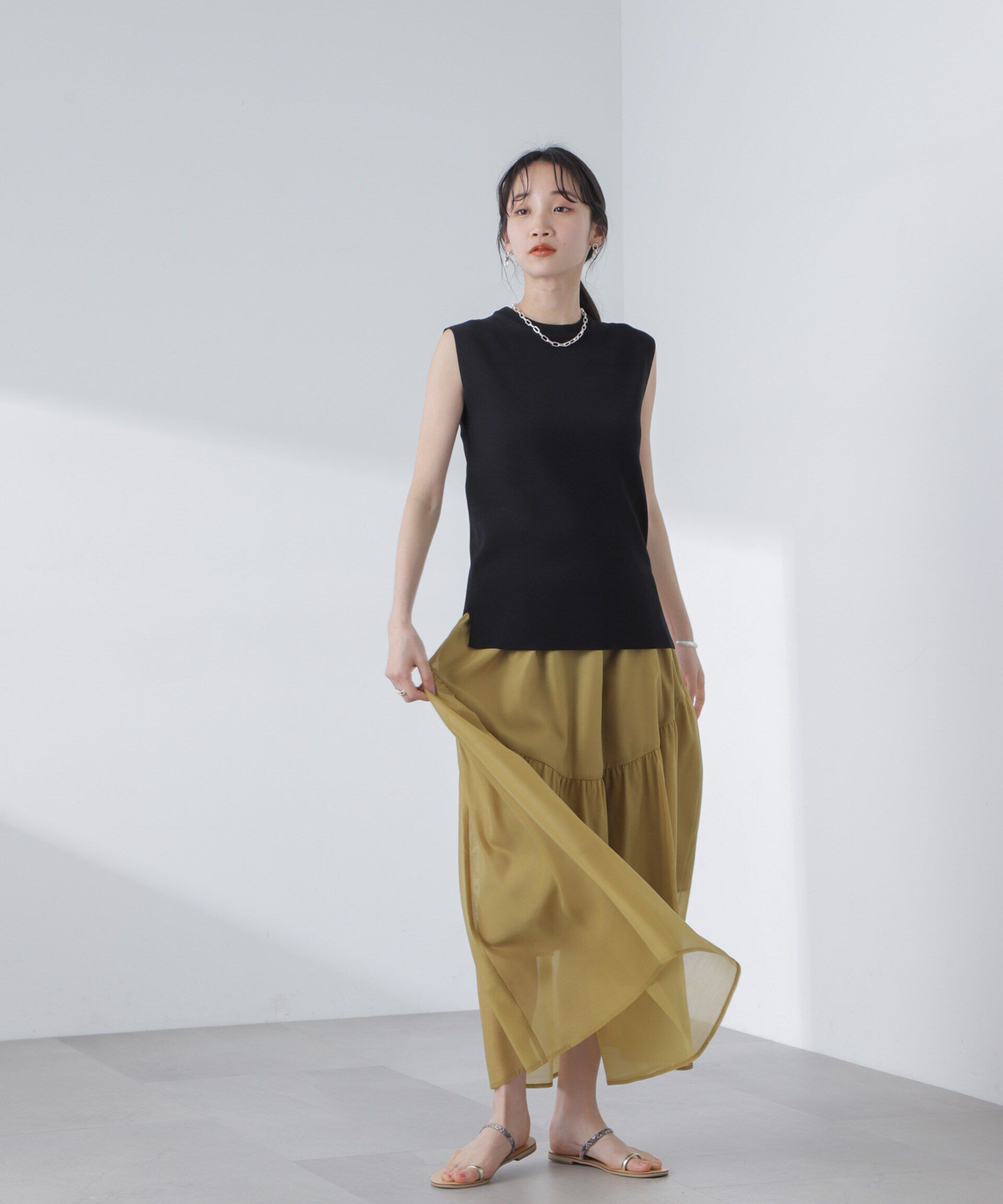 nano･universe「シアーギャザースカート」|スカート|