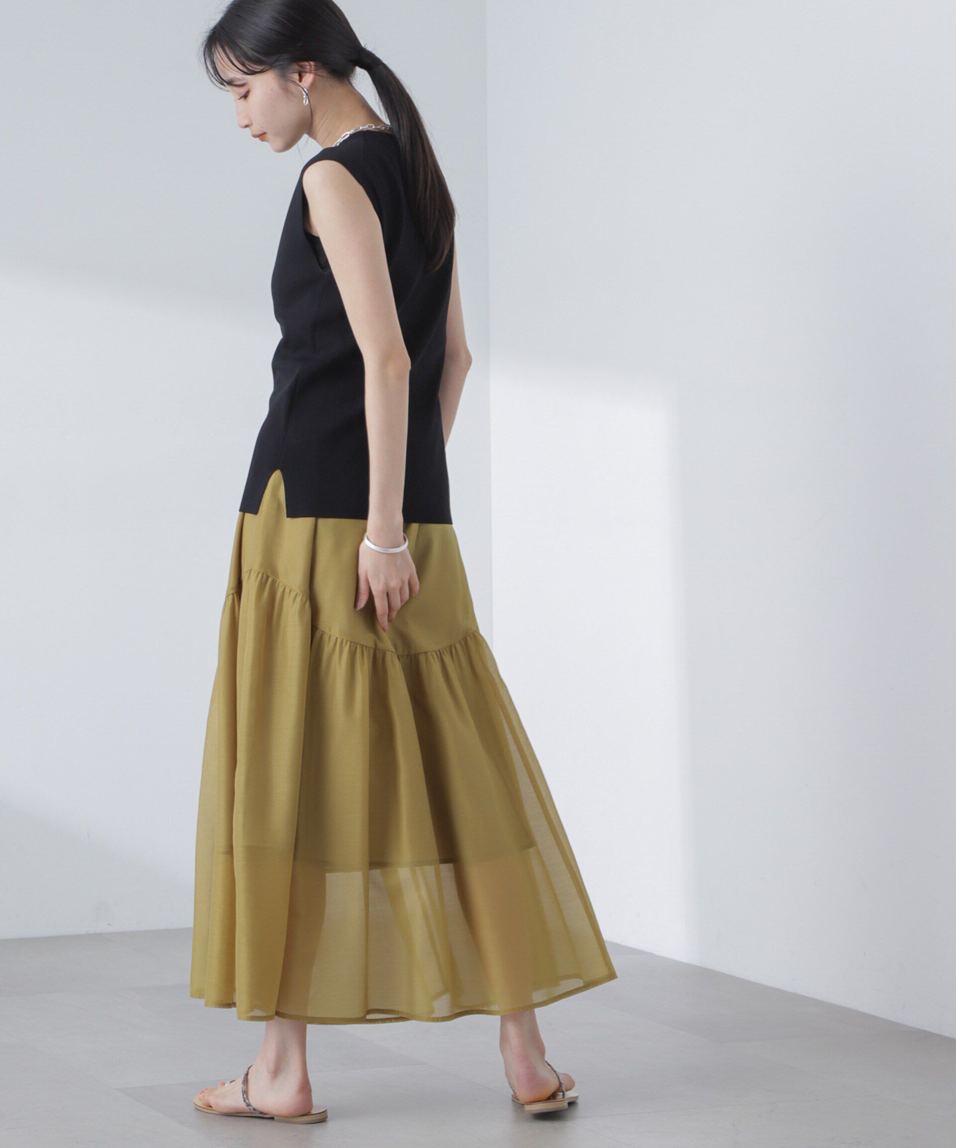 nano･universe「シアーギャザースカート」|スカート|