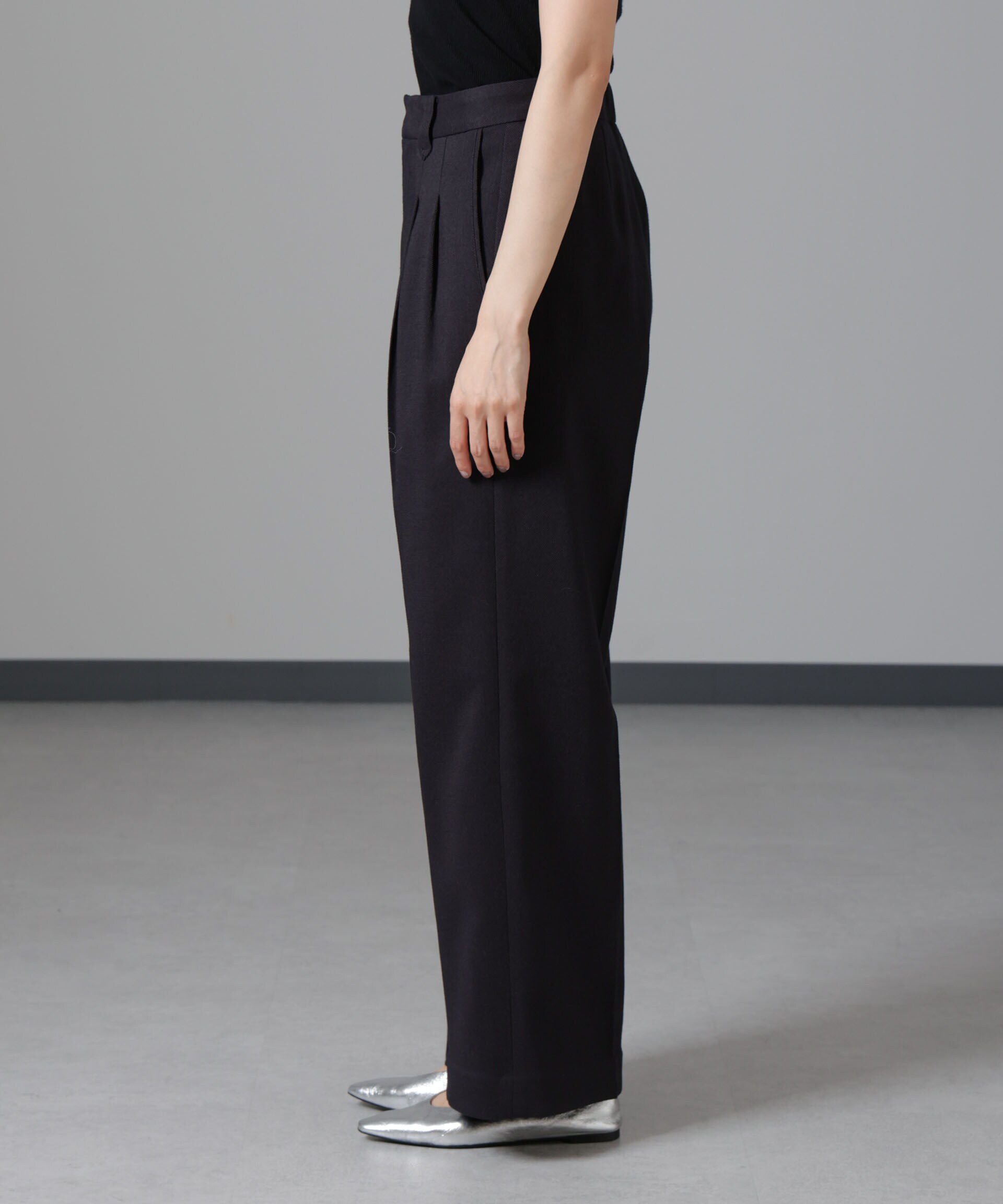 nano･universe「ツイードセミワイドタックパンツ(セットアップ可)」|チノ|