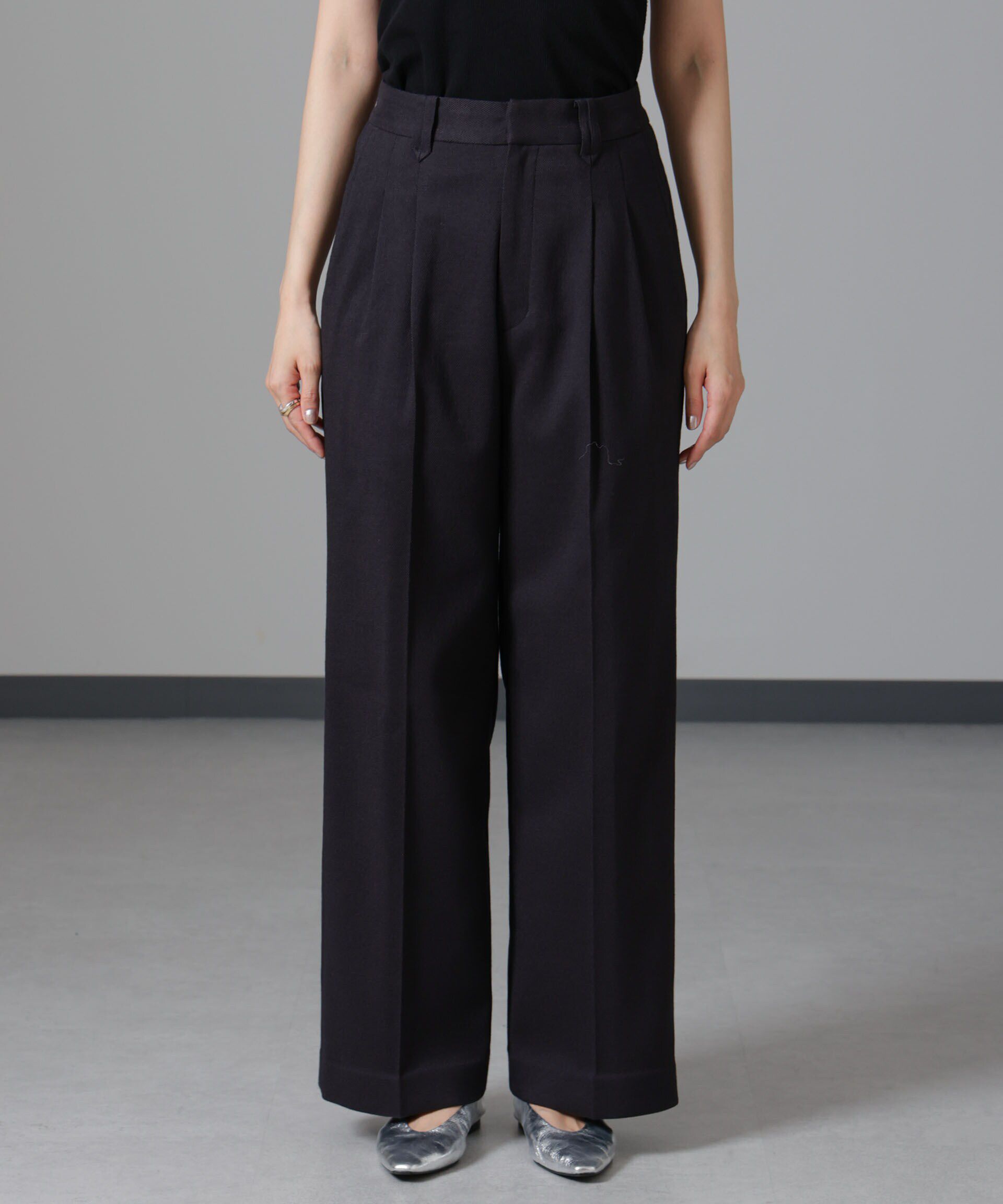 nano･universe「ツイードセミワイドタックパンツ(セットアップ可)」|チノ|