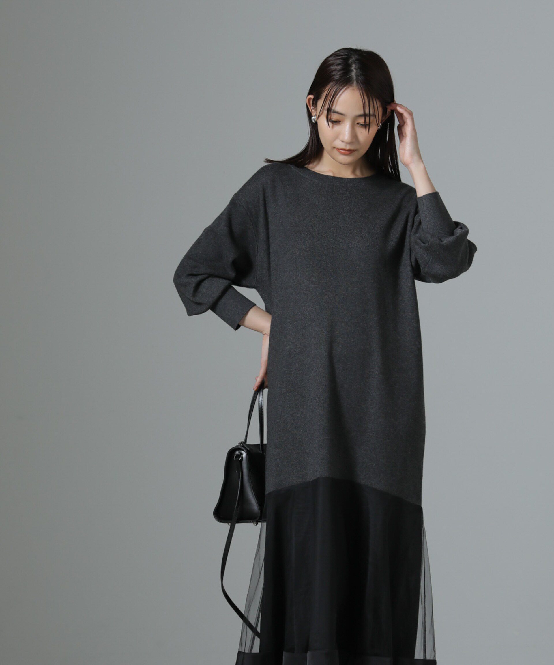 nano･universe「チュールスカートドッキングニットワンピース」|ワンピース|