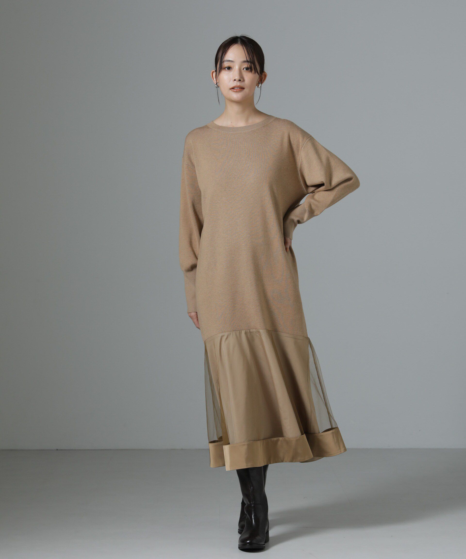 nano･universe「チュールスカートドッキングニットワンピース」|ワンピース|