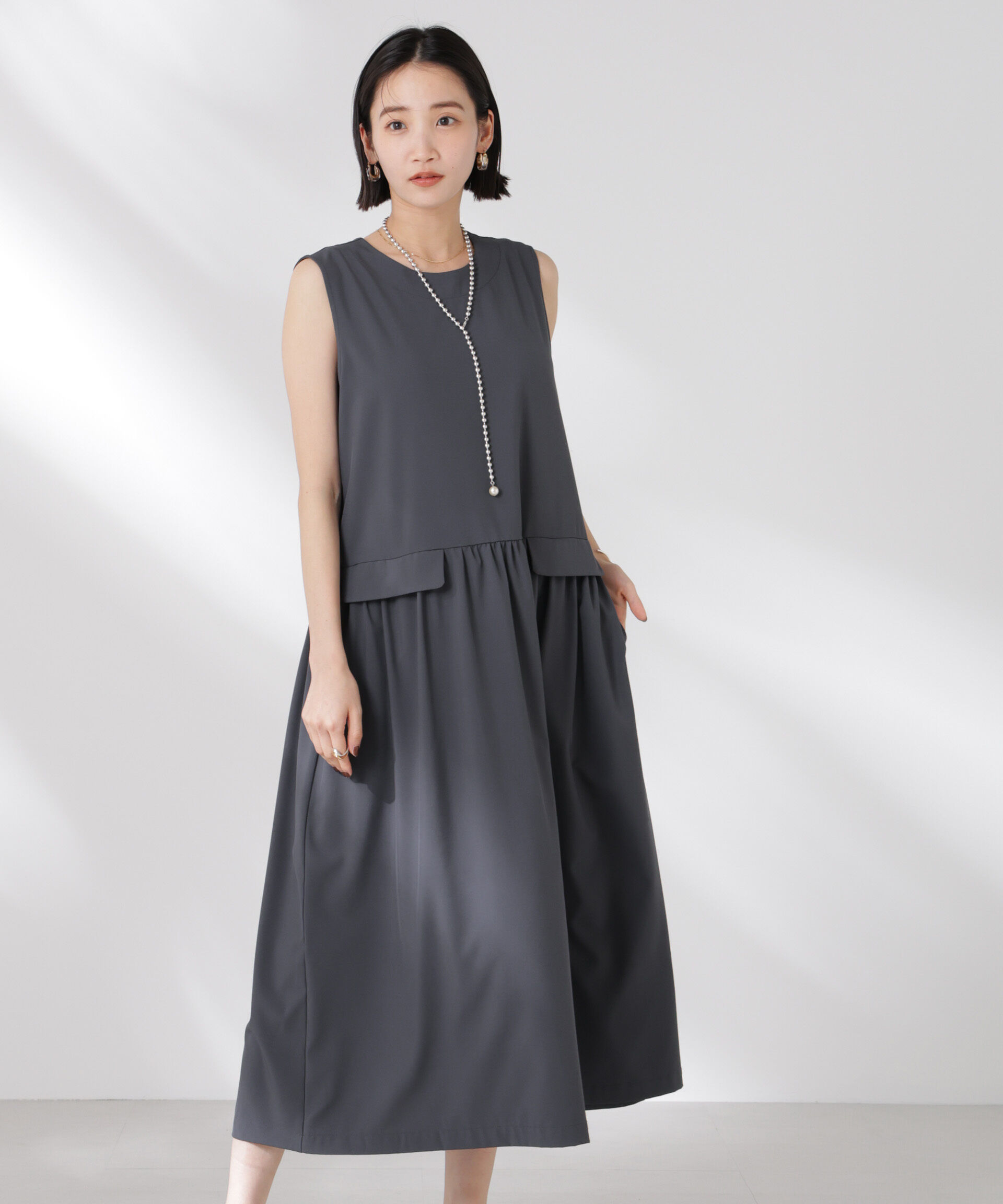 nano･universe「ウェスト切り替えワンピース」|ワンピース|チャコール3