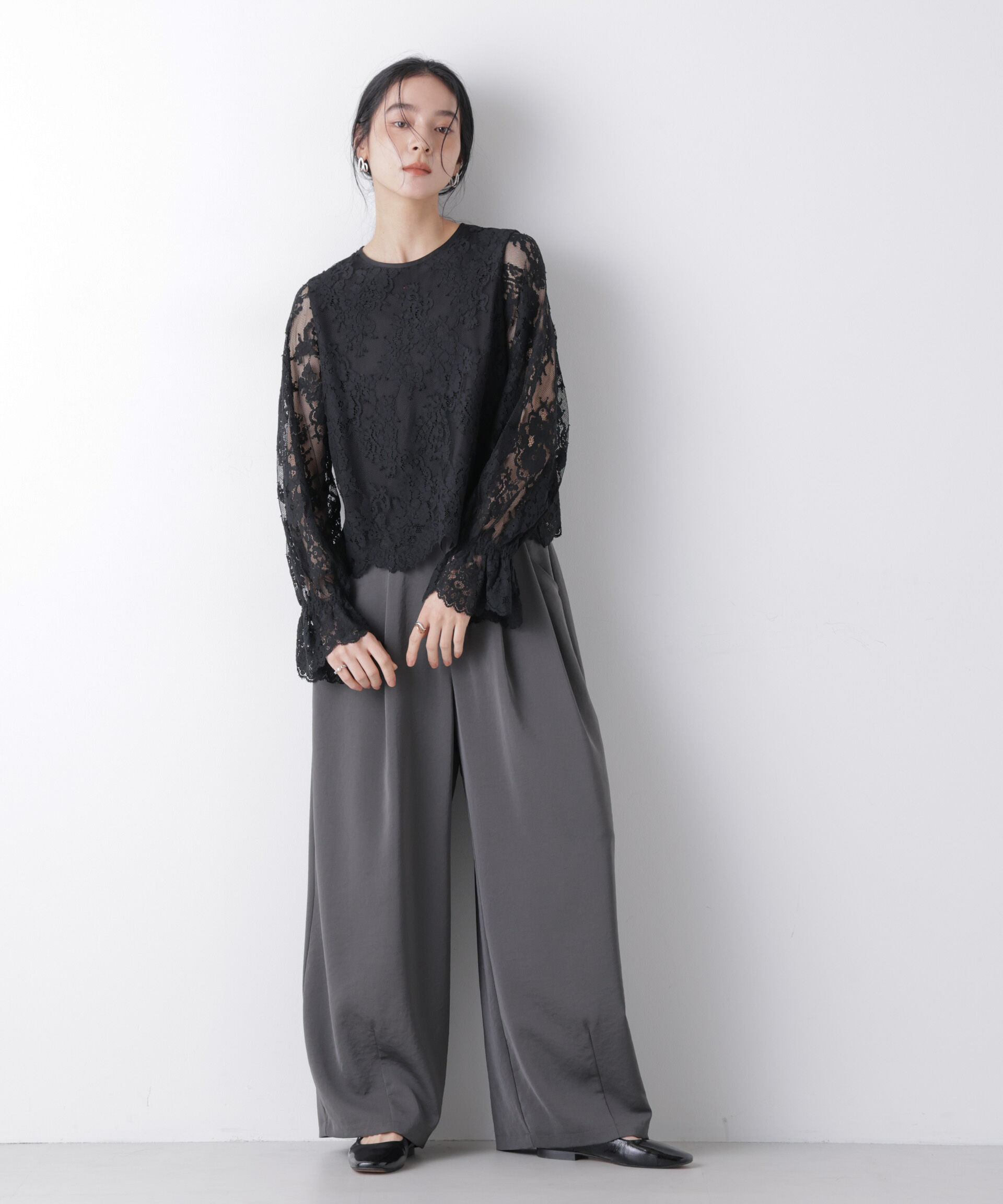 nano･universe「レーススカラップブラウス」|シャツ・ブラウス|