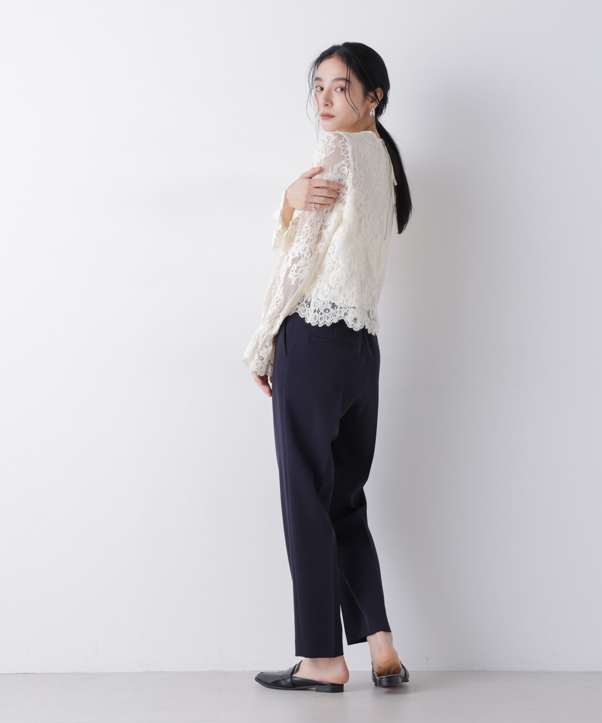 nano･universe「レーススカラップブラウス」|シャツ・ブラウス|