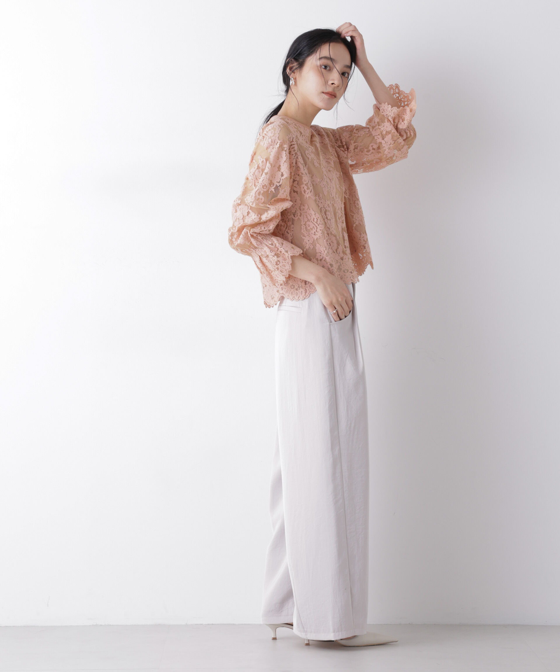 nano･universe「レーススカラップブラウス」|シャツ・ブラウス|