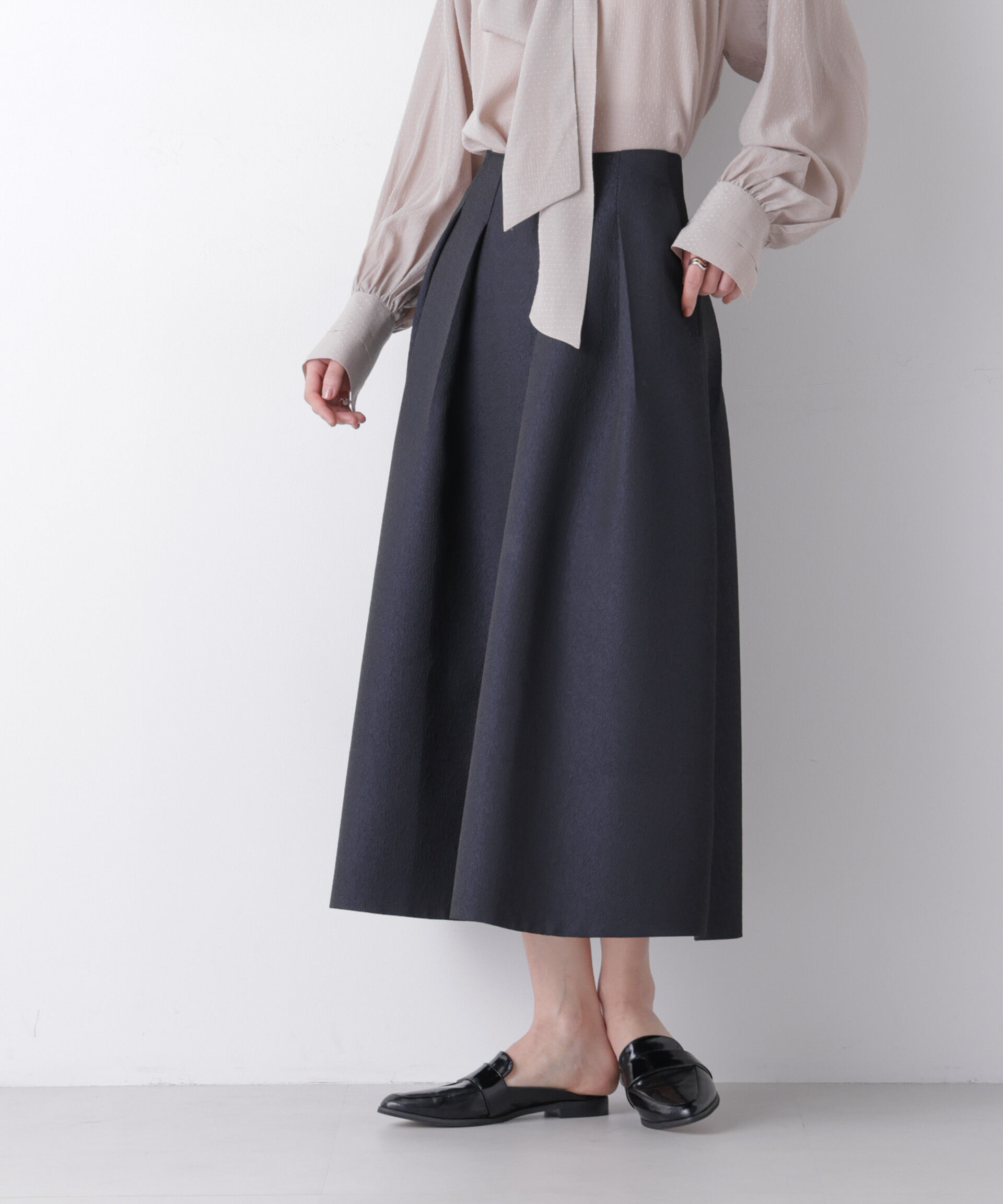 nano･universe「ジャガードボリュームタックスカート(セットアップ可)」|スカート|