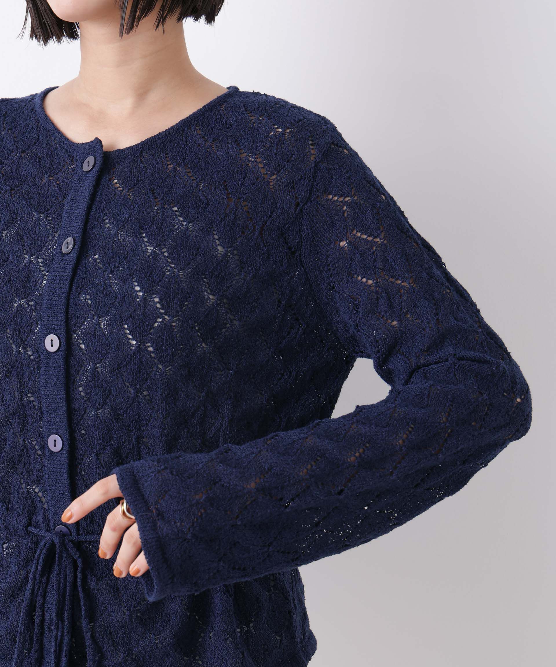 nano･universe「透かし柄ペプラムニットカーディガン」|ニット・セーター|