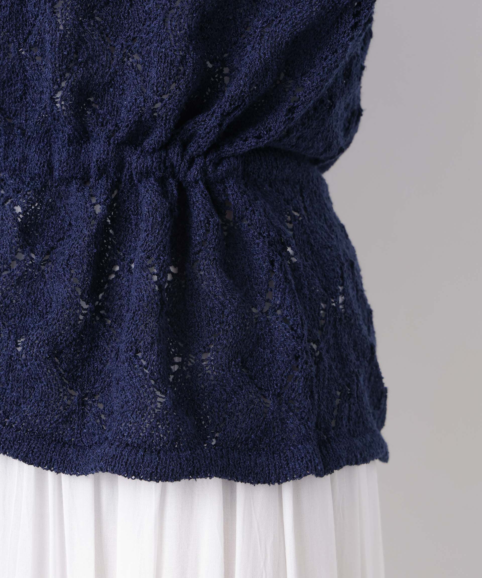 nano･universe「透かし柄ペプラムニットカーディガン」|ニット・セーター|