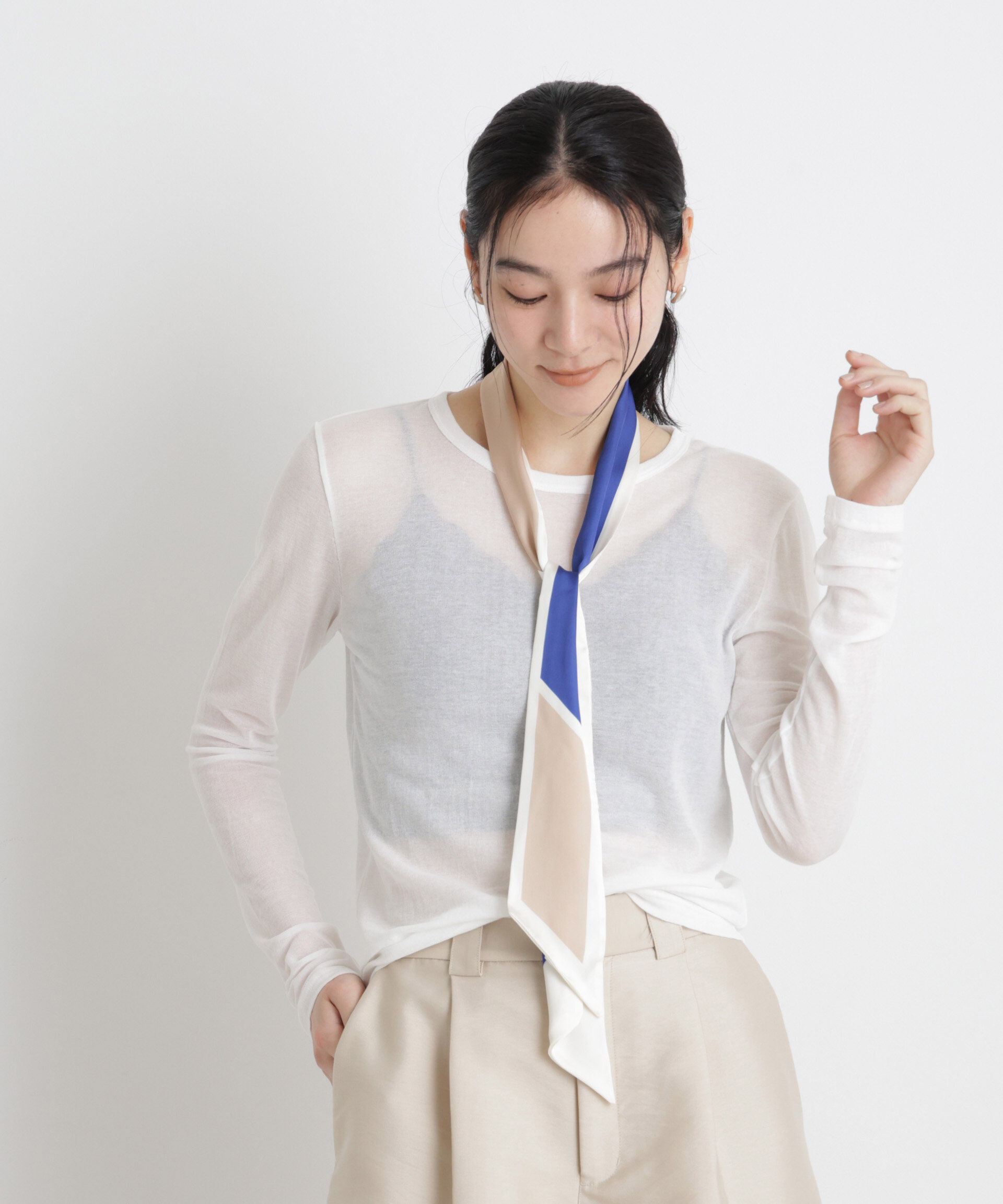 nano･universe「シアーツイストフライスロンT」|Tシャツ・カットソー|ホワイト