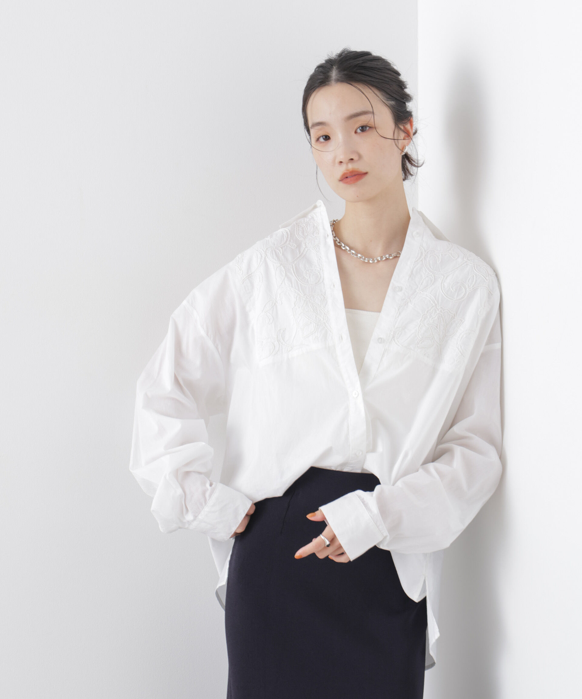 nano･universe「made in INDIA エンブロイダリーヨークシャツ」|シャツ・ブラウス|