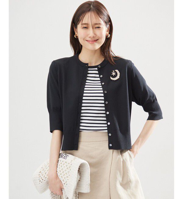 組曲「ドライタッチ 5分袖カーディガン」|カーディガン|ブラック系