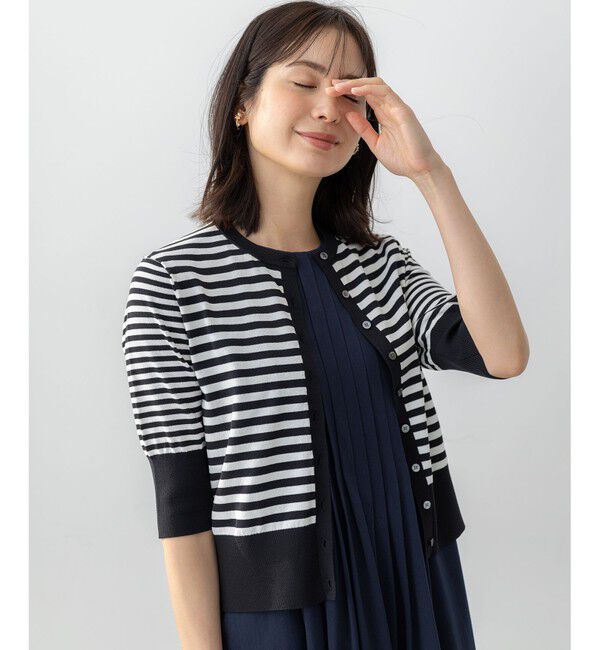 組曲「ドライタッチ 5分袖カーディガン」|カーディガン|ﾌﾞﾗｯｸ&times;ｵ