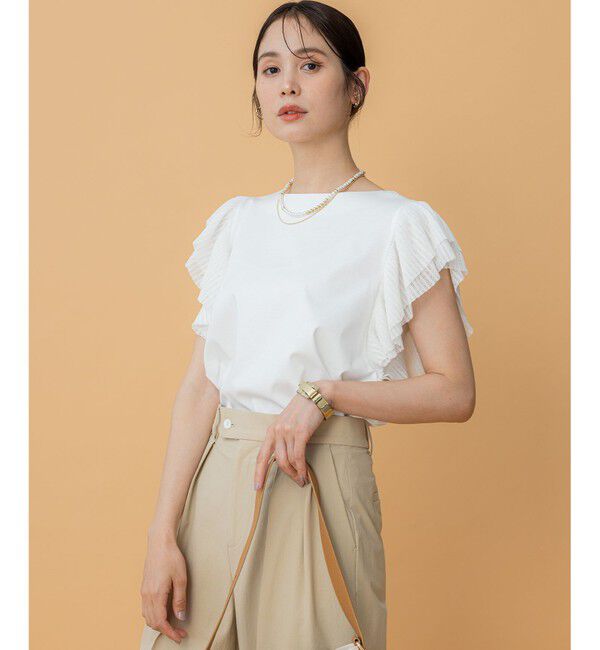 組曲「プリーツコンビフレンチスリーブ カットソー」|Tシャツ・カットソー|