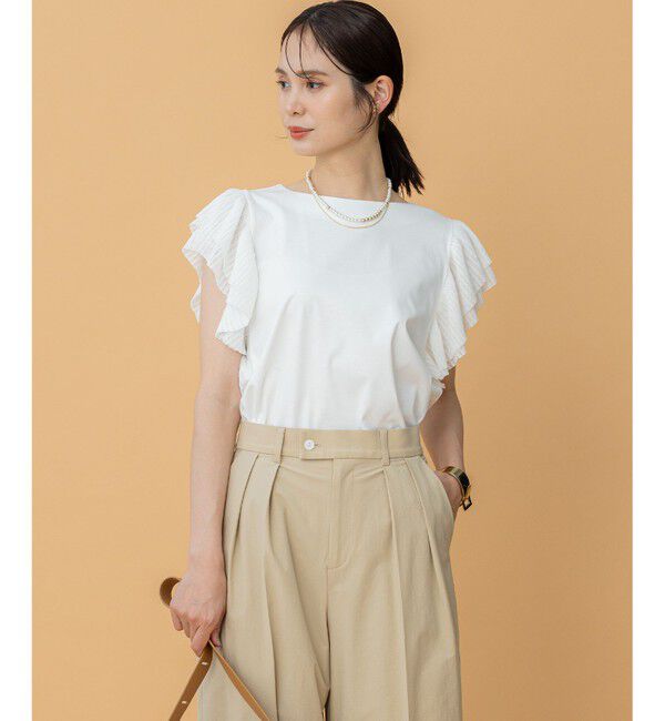 組曲「プリーツコンビフレンチスリーブ カットソー」|Tシャツ・カットソー|