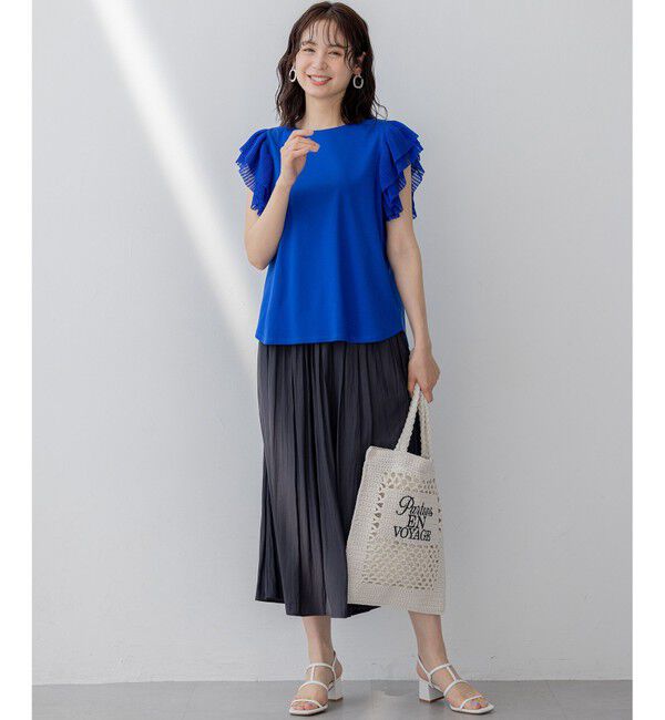 組曲「プリーツコンビフレンチスリーブ カットソー」|Tシャツ・カットソー|