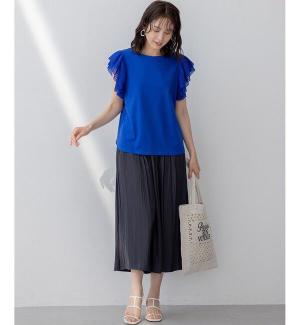 組曲「プリーツコンビフレンチスリーブ カットソー」|Tシャツ・カットソー|