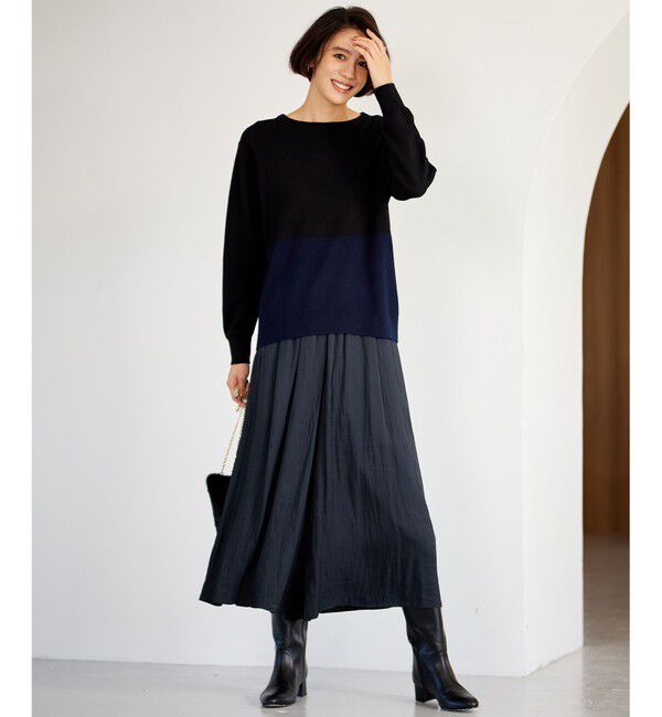 自由区「【洗える】セミウーステッドウールボートネック ニット」|ニット・セーター|