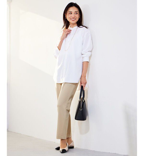 自由区「【洗える】SOMELOSテンセルバンドカラー シャツ」|シャツ・ブラウス|