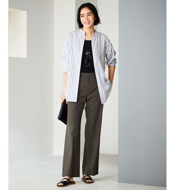 自由区「【洗える】SOMELOSテンセルバンドカラー シャツ」|シャツ・ブラウス|