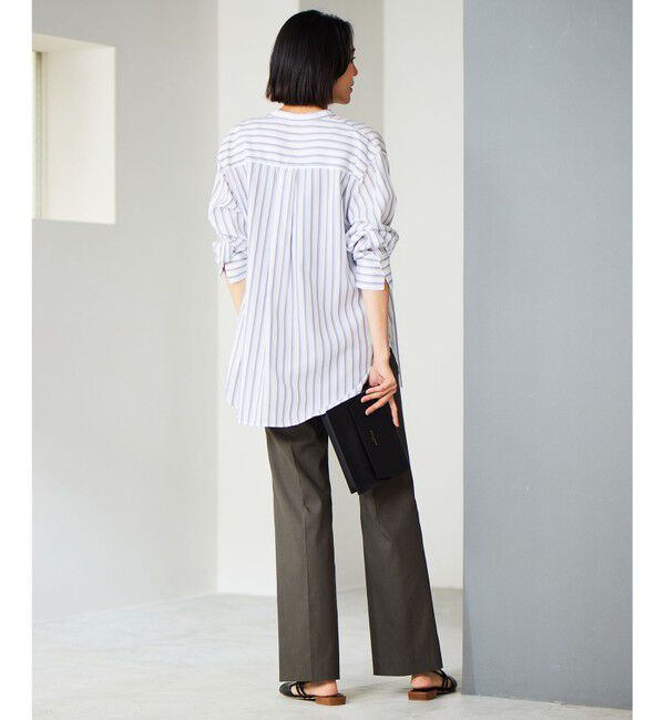 自由区「【洗える】SOMELOSテンセルバンドカラー シャツ」|シャツ・ブラウス|