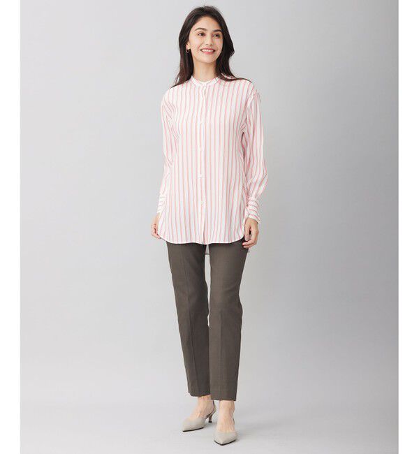 自由区「【洗える】SOMELOSテンセルバンドカラー シャツ」|シャツ・ブラウス|