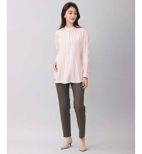 自由区「【洗える】SOMELOSテンセルバンドカラー シャツ」|シャツ・ブラウス|