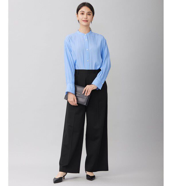 自由区「【洗える】SOMELOSテンセルバンドカラー シャツ」|シャツ・ブラウス|