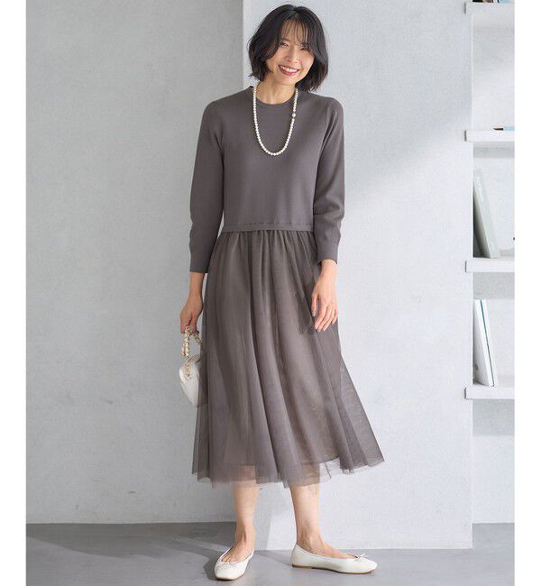23区「【洗える】チュールコンビ ワンピース」|ワンピース|