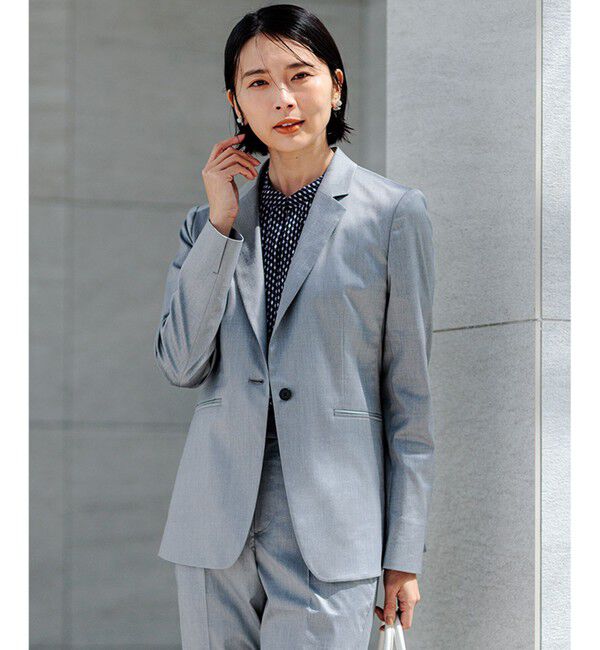 23区「【セットアップ対応/洗える】グロッシーコットンシャンブレー テーラード ジャケット」|テーラードジャケット|ﾗｲﾄｸﾞﾚ