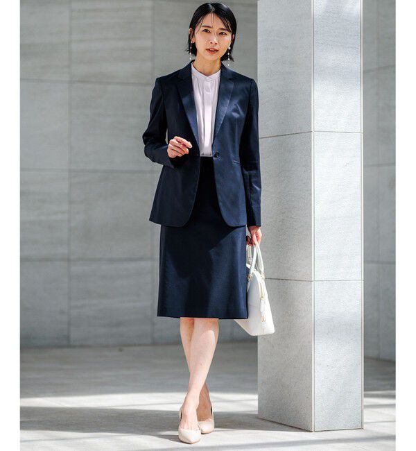 23区「【セットアップ対応/洗える】グロッシーコットンシャンブレー テーラード ジャケット」|テーラードジャケット|