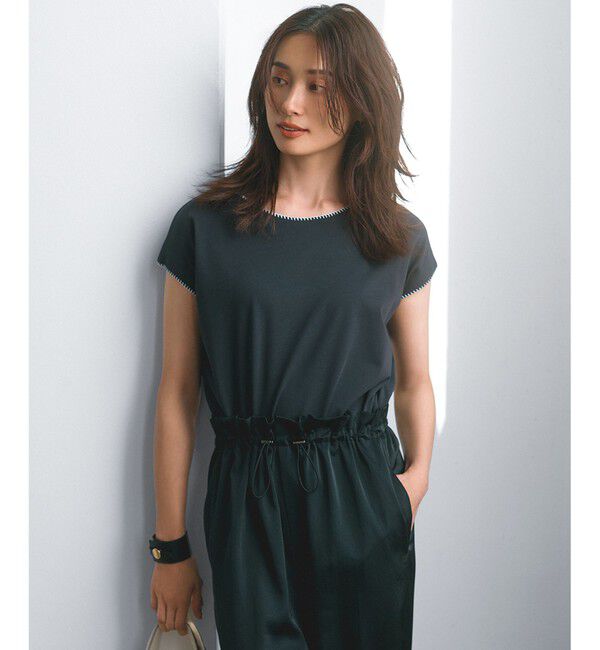 23区「【洗える】トリミングジャージー カットソー」|Tシャツ・カットソー|ブラック系