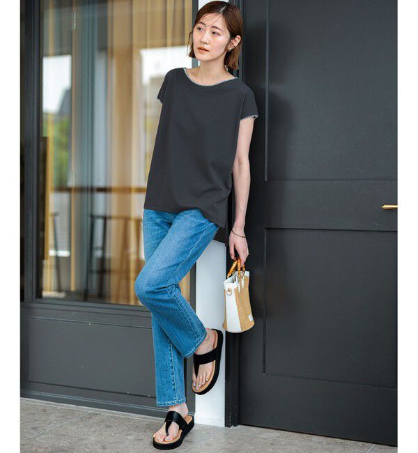 23区「【洗える】トリミングジャージー カットソー」|Tシャツ・カットソー|