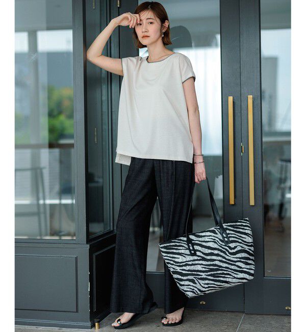 23区「【洗える】トリミングジャージー カットソー」|Tシャツ・カットソー|