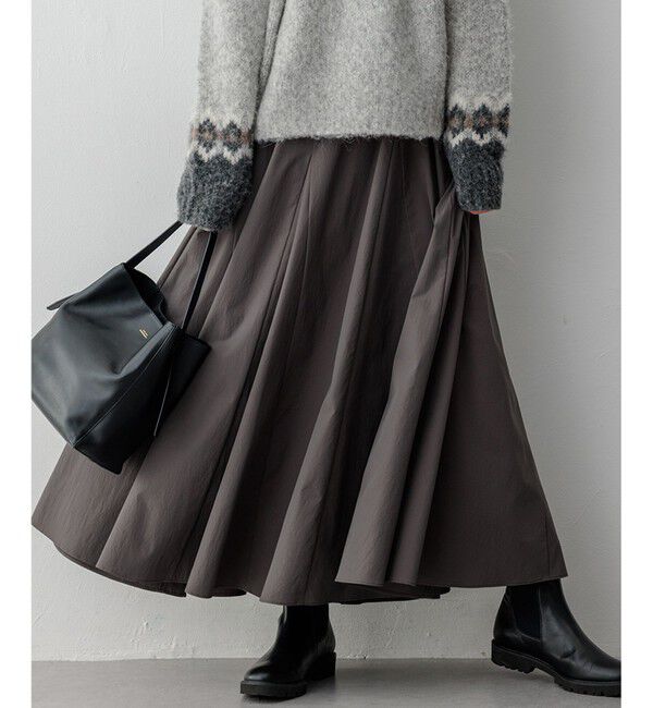 23区「【洗える】ストレッチタイプライター フレア スカート」|スカート|スレート系