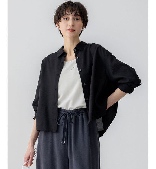 23区「【Oggi5月号掲載/接触冷感/速乾性】シアータンブラー シャツ」|シャツ・ブラウス|ブラック系