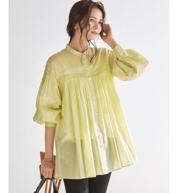 23区「【SLOW/一部店舗限定】コットンボイル ギャザー ブラウス」|シャツ・ブラウス|イエロー系
