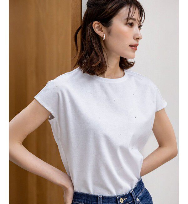 ANY SIS「【洗える】ビジュー付き カットソー」|Tシャツ・カットソー|