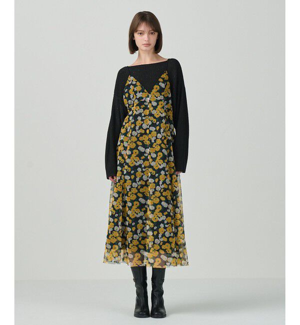 Diagram「フラワーチュールプリントキャミワンピース」|ワンピース|ブラック