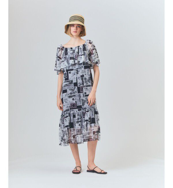 Grace Class「シフォンプリントドレス」|ワンピース|ブラック